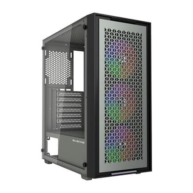 Imagem Gabinete Gamer Bluecase BG-050 X-frame SE, Mid Tower, 3x Fans ARGB, Lateral em Vidro - Cinza e Preto