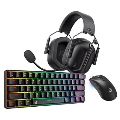 Imagem Kit Gamer Rise Mode: Teclado Mecânico GM1 Black RGB + Mouse G1 Pro Black + Headset