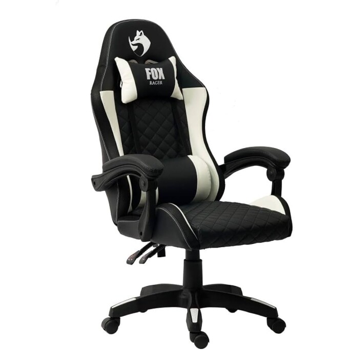 Imagem Cadeira Gamer Fox Vulpes Com Ajuste Reclinável Com Almofadas Até 110kg Branco