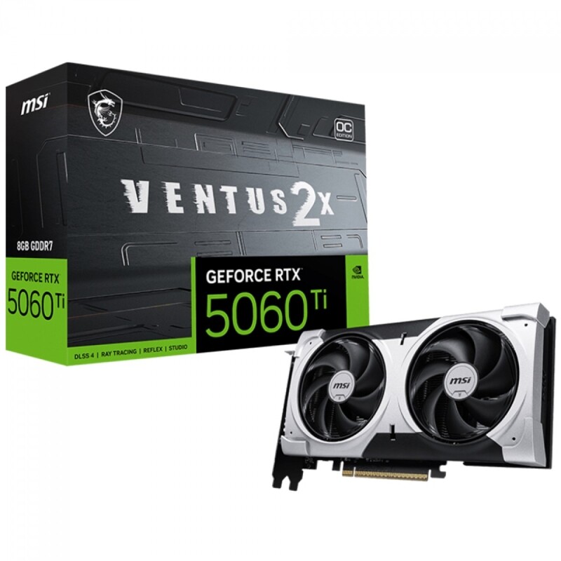 Imagem Placa de Vídeo MSI NVIDIA GeForce RTX 5060 Ti Ventus 2X OC 8GB GDDR7 DLSS Ray Tracing G506T-8V2CP