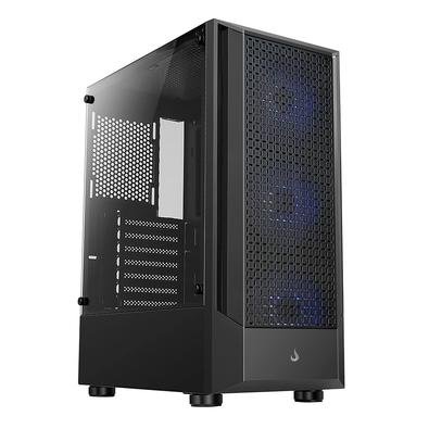 Imagem Gabinete Gamer Rise Mode Wave Black, Mid Tower, Lateral em Vidro Fumê, ARGB, ATX, 3 Cooler Fan ARGB, Preto