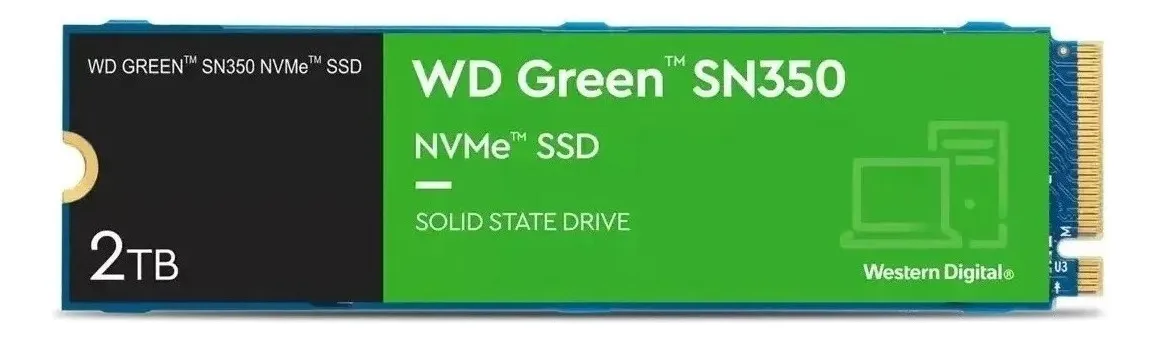 Imagem SSD 2TB Western Digital WD Green SN350 M.2 2280 Nvme Pcie Gen3 