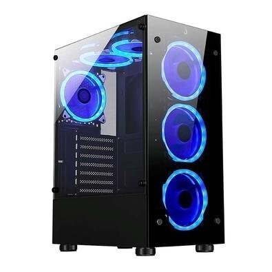Imagem Gabinete Gamer Rise Mode Glass 06X Mid Tower ATX Lateral em Vidro Fumê e Frontal em Vidro Temperado Preto - RM-CA-06X-F