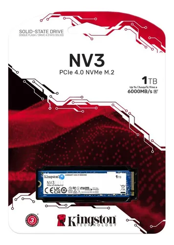 Imagem Ssd M.2 Nvme 4.0 1tb Kingston Nv3  2280 6000mb/s E 4000 Mb/s