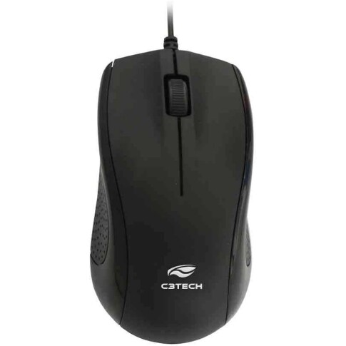 Imagem C3Tech Mouse USB MS-26BK Preto com cabo longo 2Metros 1000DPI Ambidestro Compatível MacOS Linux Chrome OS Windows PC e