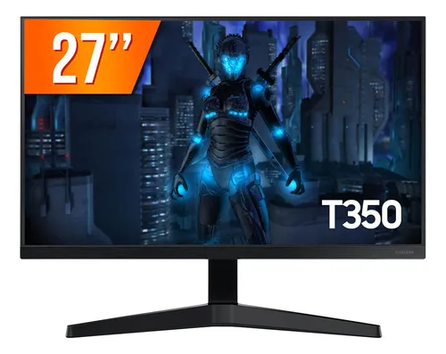 Imagem Monitor Gamer Samsung T350 27” FHD, Tela Plana, 75Hz, 5ms, HDMI, FreeSync, Game Mode