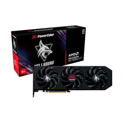 Imagem Placa de Vídeo PowerColor RX 9060 XT Hellhound AMD Radeon 8GB GDDR6 128bits Tripe Fan OpenGL 4.6 - RX9060X