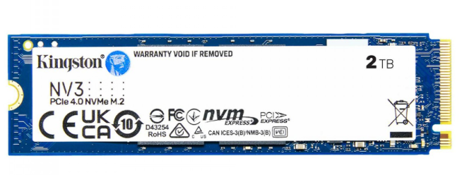 Imagem SSD Kingston NV3, 2TB, M.2 NVMe, 2280, PCIe 4.0, Leitura 6000MBs e Gravação 5000MBs, SNV3S/2000G