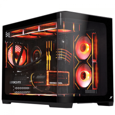 Imagem Gabinete Gamer SuperFrame Black Noir Aquário Mid Tower Vidro Temperado M-ATX Preto Sem Fonte Com 3 Fans - ARGB SF-CS-BNMAB3F
