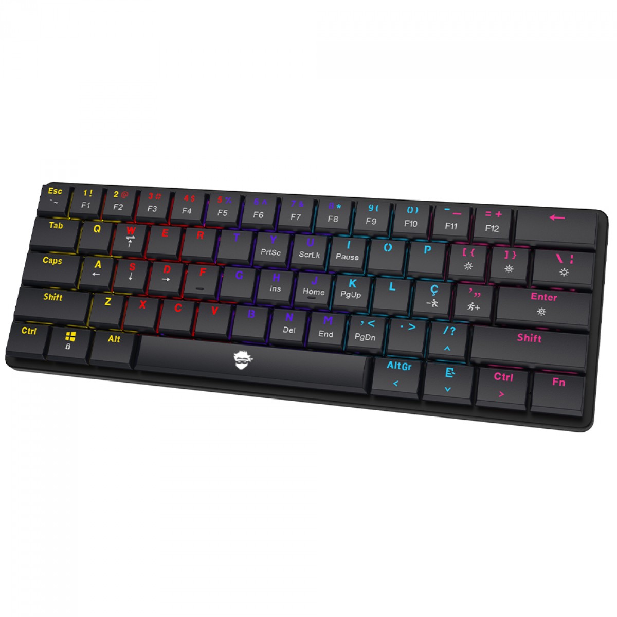 Imagem Teclado Mecânico Gamer Ninja Black Thorne, Switch Red Low Profile, ABNT2, 60%, Black