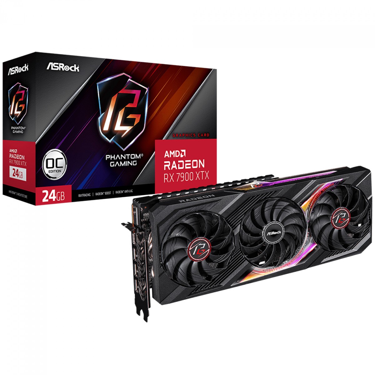 Imagem Placa De Vídeo AsRock AMD Radeon RX 7900 XTX Phantom Gaming OC , 24GB, GDDR6, FSR, Ray Tracing