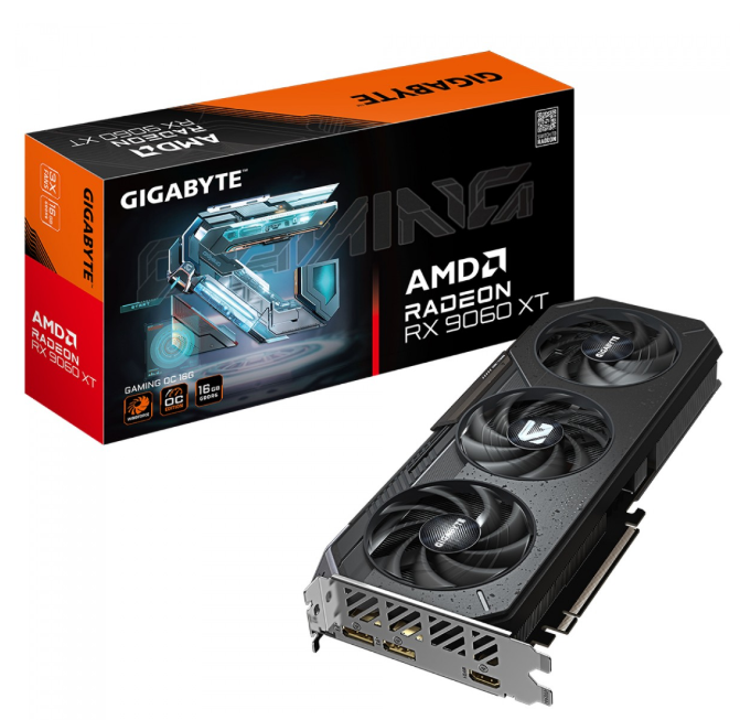 Imagem Placa de Vídeo Gigabyte AMD Radeon RX 9060 XT Gaming OC, 16GB, GDDR6, FSR, Ray Tracing, GV-R9060XTGAMING OC-16GD