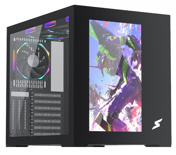Imagem Gabinete Gamer SuperFrame Box Magic, Mid Tower, Vidro Temperado, Com Display LCD 13.3 Pol, ATX, Preto, Sem Fonte, Com 6 Fans