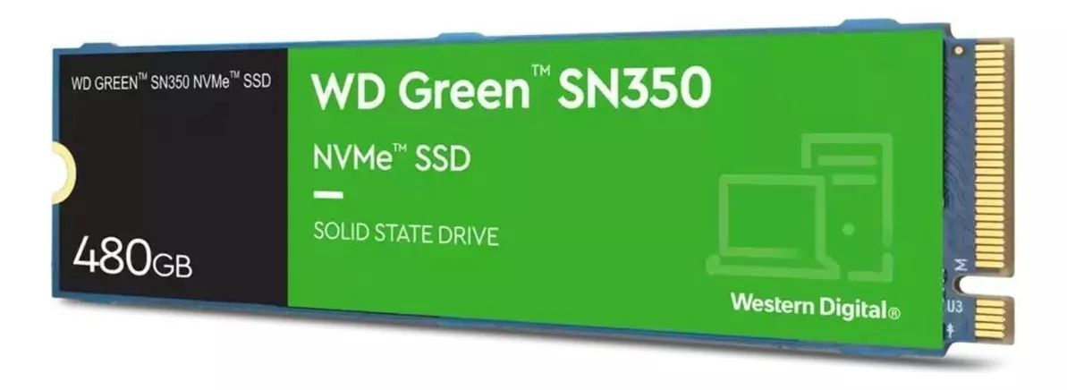 Imagem SSD WD Green SN350 480GB M.2 2280 NVME PCIE 3.0 3200Mb/s