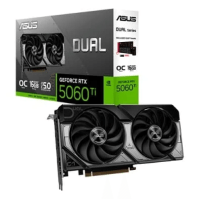 Imagem Placa de Vídeo ASUS DUAL RTX 5060 TI O16G NVIDIA GeForce 16GB GDDR7 2602MHz 128 bits OpenGL4.6 DLSS 4 Ray Tracing - 90YV0MH0-M0NA00