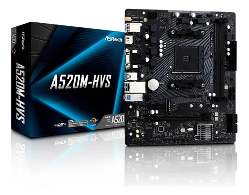 Imagem Placa-Mãe ASRock A520M-HVS AM4 A520 2x DDR4 HDMI/VGA