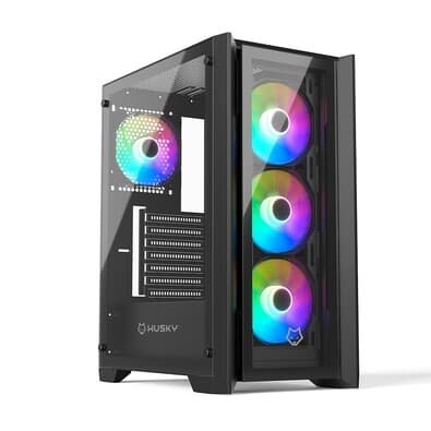 Imagem Gabinete Gamer Husky Dome 100, Mid Tower, ATX, Lateral e Frontal em Vidro, Preto