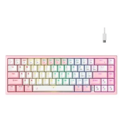 Imagem Teclado Mecânico Gamer Rise Mode GM1 Pro White and Pink ARGB Switch Outemu Brown - RM-TCM-GM1P-WPBRO
