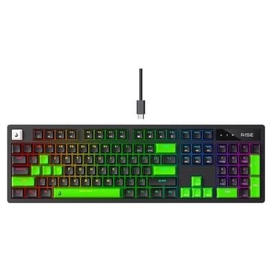 Imagem Teclado Mecânico Gamer 2 em 1 Rise Mode GM2 Full Black and Green ARGB Switch Outemu Red - RM-TCM-GM2F-BRED