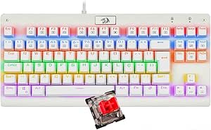 Imagem Teclado Mecânico Gamer Redragon Dark Avenger K568W-R – Lunar White, Switch Vermelho