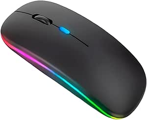 Imagem Mouse Sem Fio Bluetooth Recarregável com Iluminação RGB – Preto