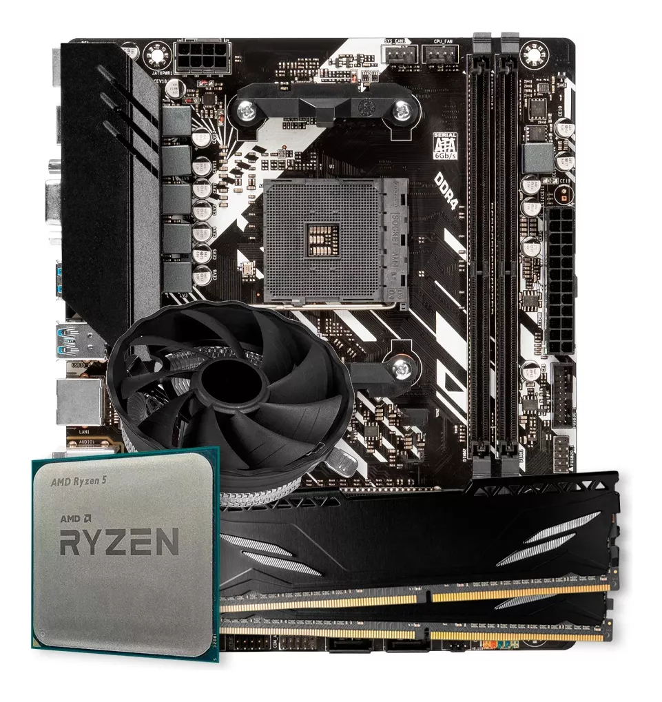 Imagem Kit Upgrade Gamer Amd Ryzen 5 5500 + B450m + 16gb DDR4