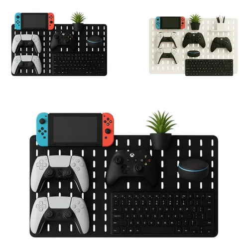 Imagem Pegboard Painel Organizador em MDF - Setup Gamer - Deitado (Preto)
