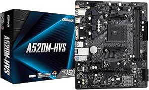 Imagem Placa-Mãe ASRock A520M-HVS – AM4, DDR4, HDMI, VGA, M.2, USB 3.2