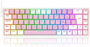 Imagem Teclado Mecânico Gamer Castor RGB ABNT2 Switch Azul - Rosa e Branco