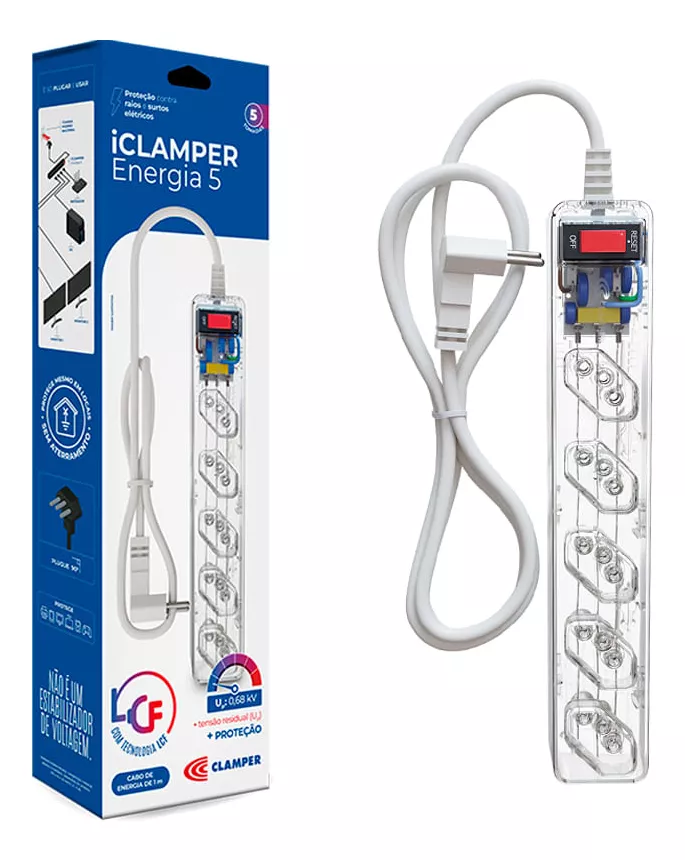 Imagem Filtro de Linha Clamper Energia 5 Transparente LCF