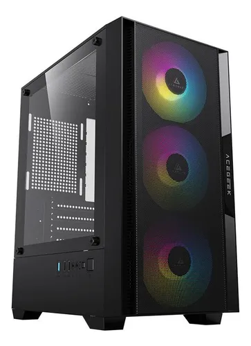 Imagem Gabinete Gamer Acegeek Stratus Mesh Rainbow Midtower Com 3 Fans