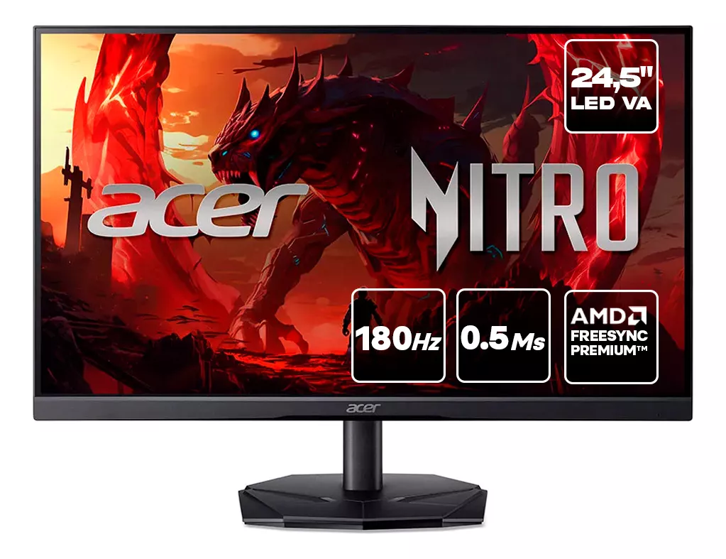 Imagem Monitor Acer Nitro KG251Q 24.5” Full HD LED VA 180 Hz 0.5ms HDMI