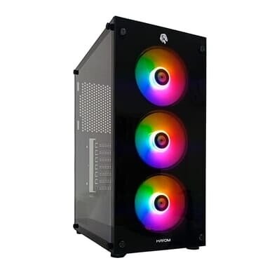 Imagem Gabinete Gamer HAYOM GB1769 Mid Tower Lateral em Vidro 3X Fans Preto - GB.17.10.69