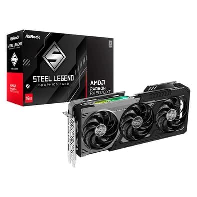 Imagem Placa de Vídeo ASRock RX 9070 XT SLD 16G AMD Radeon, ARGB, 16GB, GDDR6, FidelityFX, RDNA 4 - 90-GA5VZZ-00UANF
