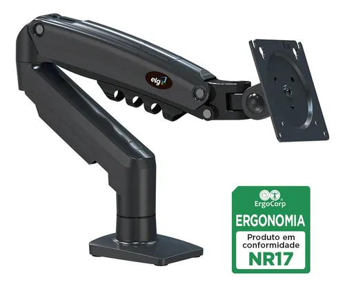 Imagem Suporte Articulado de Mesa ELG F80N com Pistão a Gás – Preto