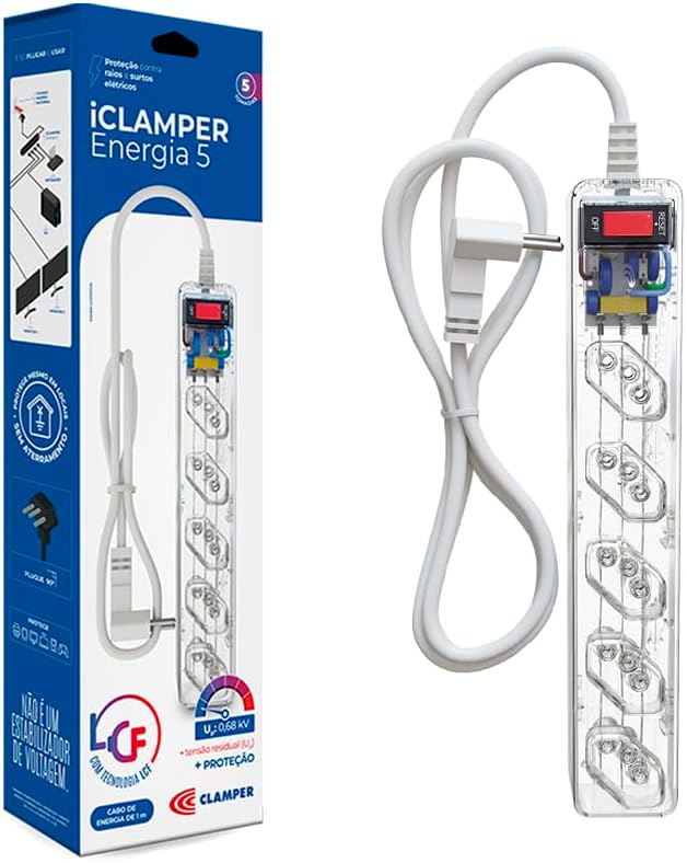 Imagem Filtro de Linha Clamper Energia 5 Transparente LCF