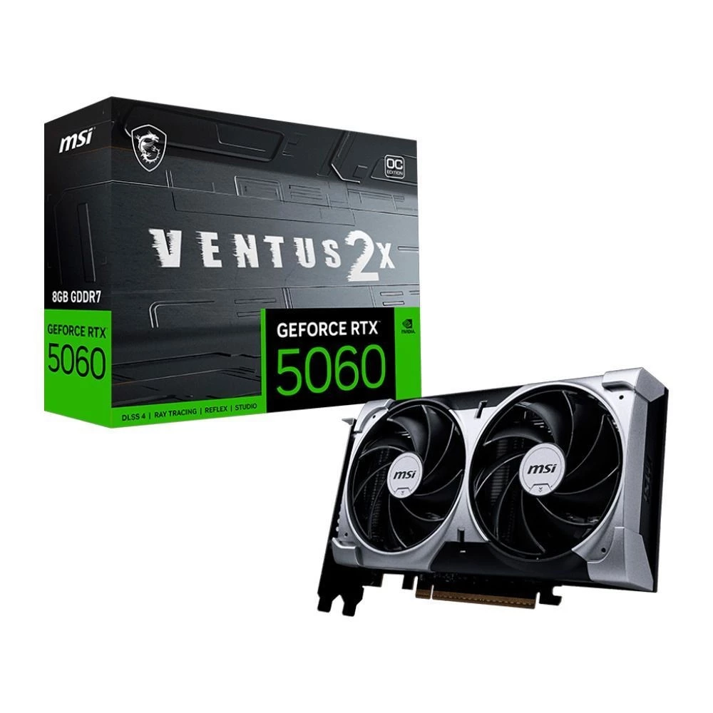 Imagem Placa de vídeo NVIDIA GeForce MSI RTX5060 8GB VENTUS 2X OC Blackwell 