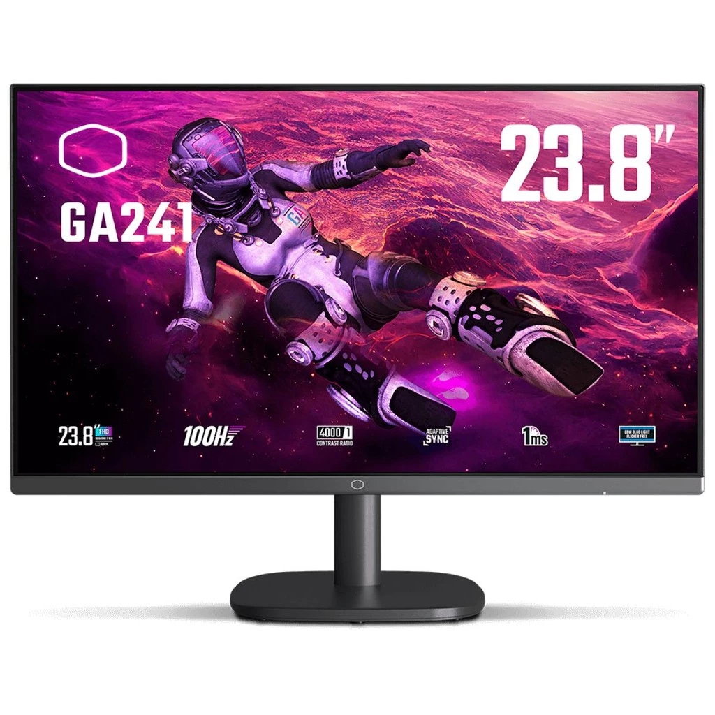 Imagem Monitor Gamer Cooler Master GA241, 23.8 Pol, Full HD, 100Hz, 1ms, VA, sRGB 95%, HDMI/VGA