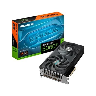 Imagem Placa de Vídeo RTX 5060 Ti EAGLE OC 16G Gigabyte NVIDIA GeForce, 16GB GDDR7, 128bits, RGB, DLSS, Ray Tracing - GV-N506TEAGLE OC-16GD