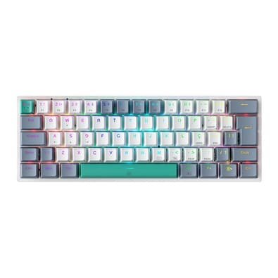 Imagem Teclado Mecânico Gamer Machenike K500-B61 60% Compacto, Switch Azul, RGB, HotSwap, USB-C, ABNT2, Branco e Cinza - JJ02F0002