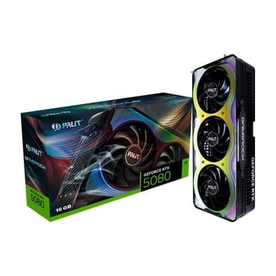 Imagem Placa de Vídeo Palit RTX 5080 GameRock NVIDIA GeForce, 16GB, GDDR7, ARGB SYNC EVO, G-Sync, Ray Tracing, DLSS 4 - NE75080019T2-GB2030G