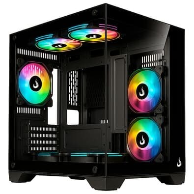 Imagem Gabinete Gamer Rise Mode Galaxy Glass M Mini, M-ATX, Lateral e Frontal em Vidro Temperado, Preto - RM-GA-GGMN-FB