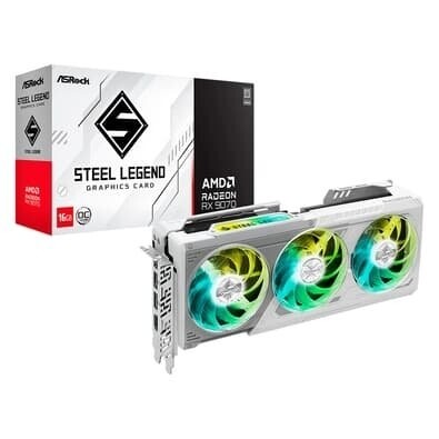 Imagem Placa de Vídeo ASRock RX 9070 Steel Legend OC AMD Radeon 16GB GDDR6 FidelityFX RDNA - 90-GA5EZZ-00UANF
