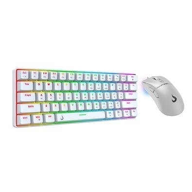 Imagem Kit Gamer Set 02 Rise Mode White Red Teclado Mecânico GM1 White RGB Red Mouse G1 Pro White 12000 DPI Branco - RM-GS02-W