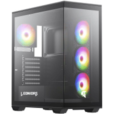 Imagem Gabinete Gamer Leonidas Magnus, Mid Tower, Vidro Temperado, ATX, Sem Fonte, Com 4 Fans