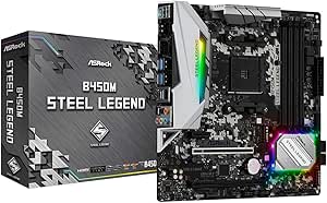 Imagem Placa-Mãe ASRock B450M Steel Legend AM4 com USB 3.1, Type-C, HDMI e DisplayPort