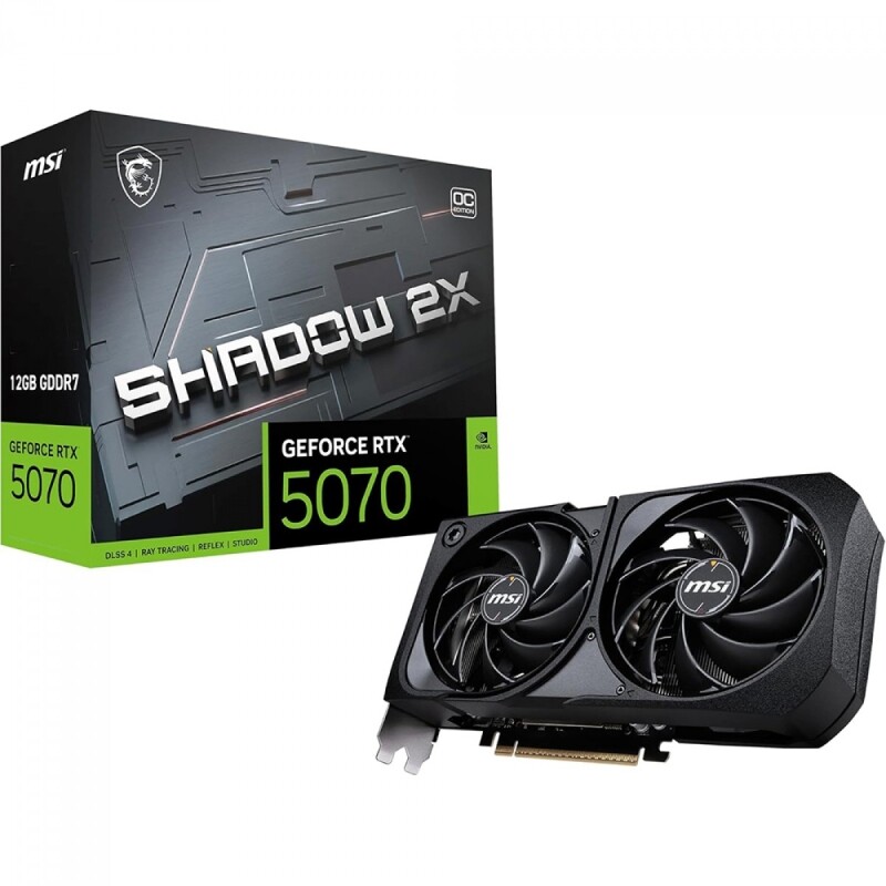 Imagem Placa de Vídeo MSI NVIDIA GeForce RTX 5070 Shadow 2X OC 12GB GDDR7 DLSS Ray Tracing 912-V532-011