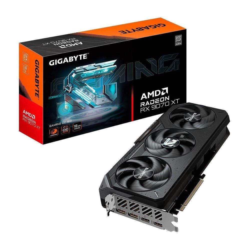 Imagem Placa de Vídeo Gigabyte RX 9070XT Gaming OC AMD Radeon 16GB GDDR6 256 bit OpenGL 4.6 - GV-R9070XTGAMING OC-16GD