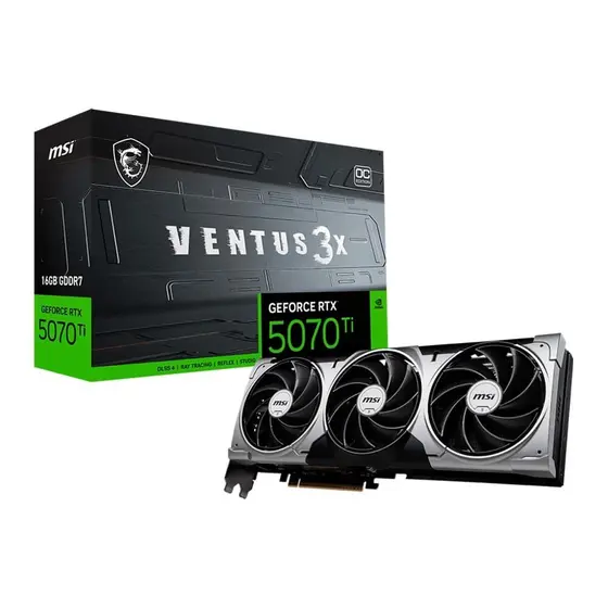 Imagem Placa de Vídeo MSI Geforce RTX 5070 TI 16G VENTUS 3X OC, NVIDIA, 16GB, GDDR7, Até 2497MHz