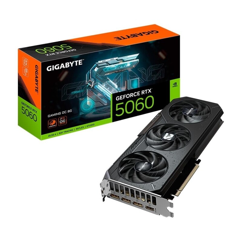 Imagem Placa de Vídeo Gigabyte RTX 5060 GAMING OC 8G NVIDIA GeForce 8GB GDDR7 128bits DLSS Triple Fan Ray Tracing - GV-N5